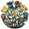 Multi Color Upcycled Steel Painted Flower Garden Wall Art Indoor Outdoor Decor
